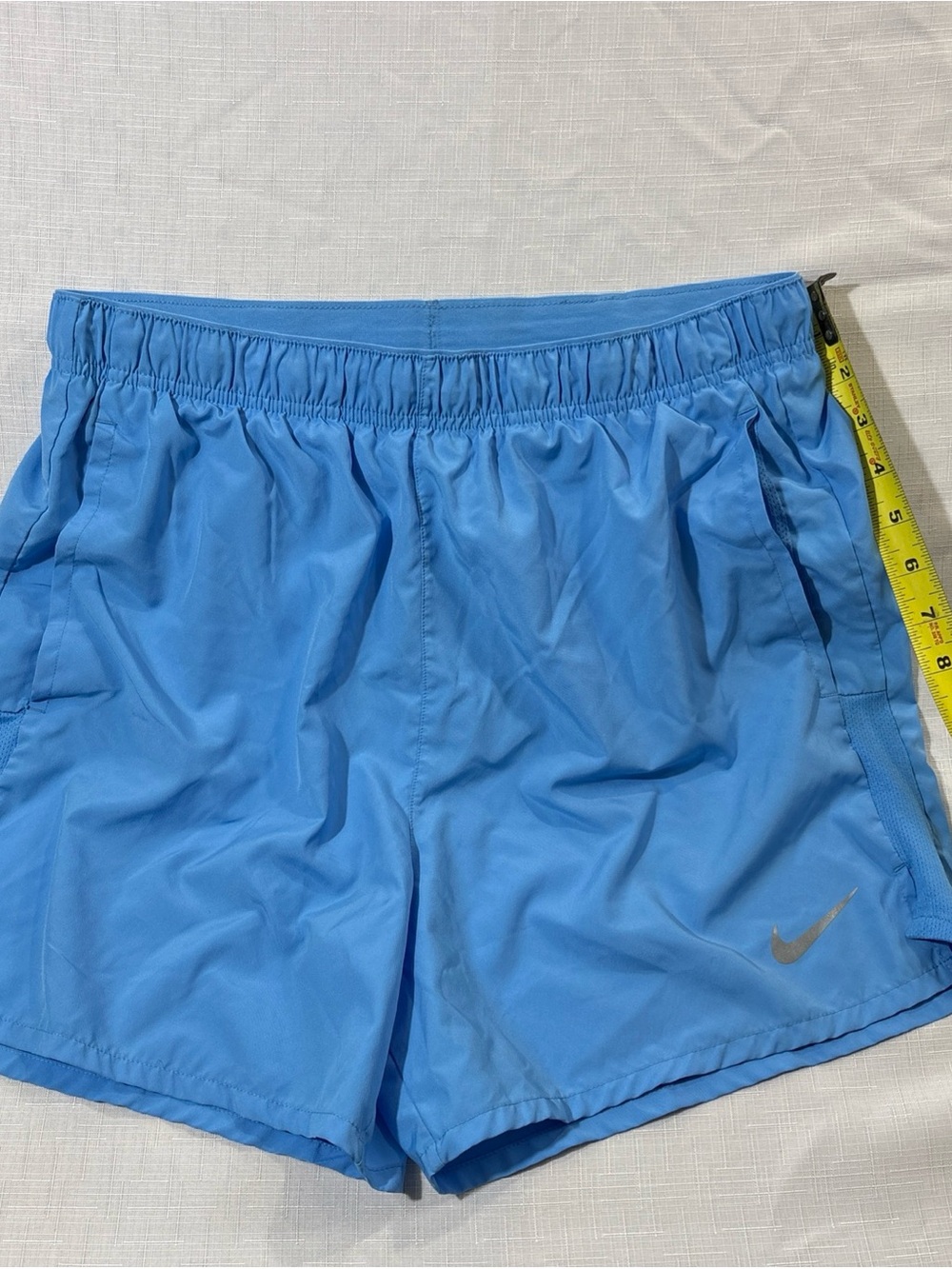Nike Light Blue Athletic Running Shorts with Reflective Swoosh